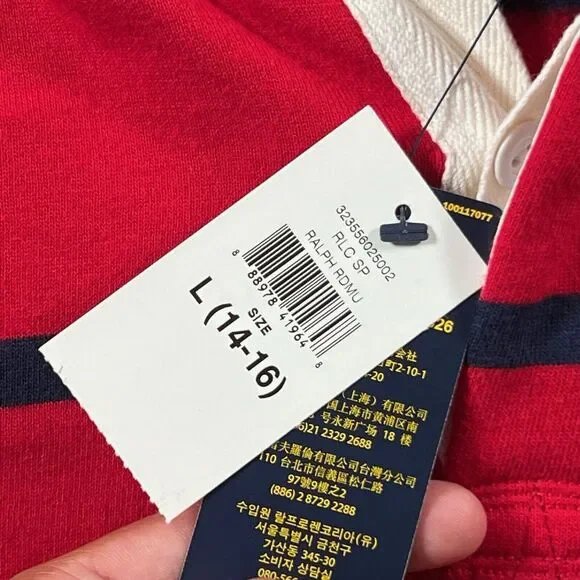Polo Ralph Lauren Rugby Sweater Boys Large 14-16 Red Blue Hoodie Relaxed Comfort